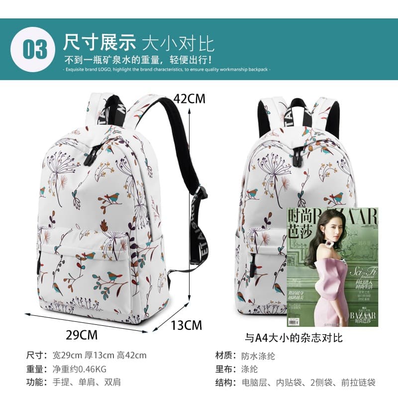 (Cross-border trading), backpack, shoulder bag for students, fresh waterproof small bag, Japanese and Korean, polyester 4