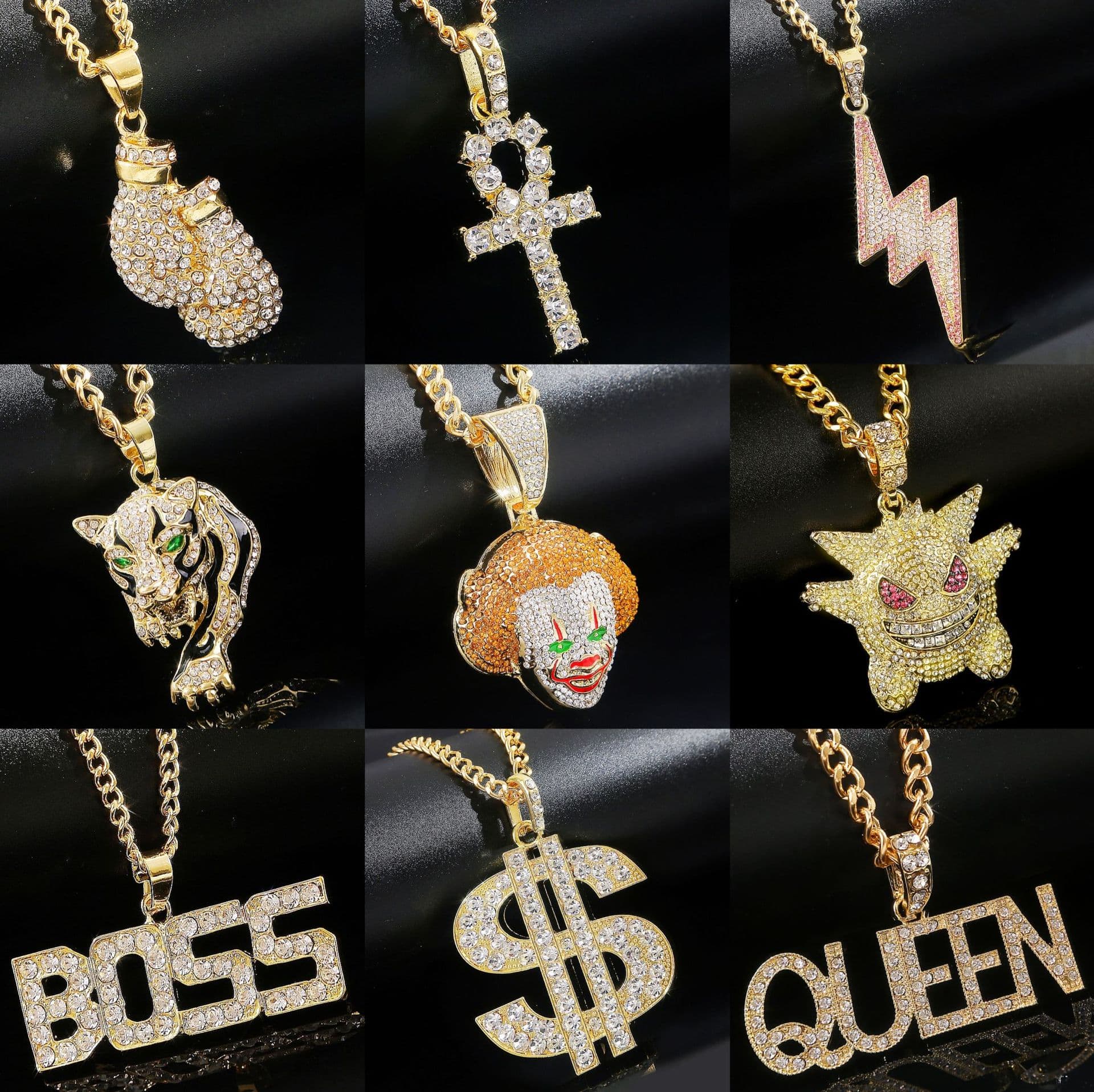 Trend pendant hip-hop style, necklace, men's accessory, European style, diamond encrusted 2