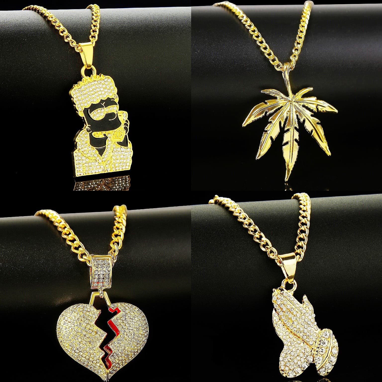 Trend pendant hip-hop style, necklace, men's accessory, European style, diamond encrusted 4