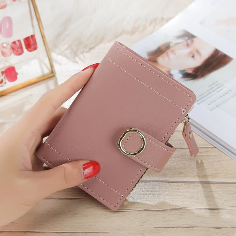 Fresh short polyurethane wallet, solid color cute card holder, small clutch bag, Korean style 2
