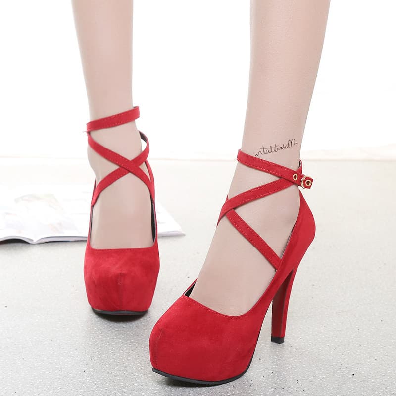 (Cross-border trading), high heels, belt pointed-toe, fashionable buckle heels, sandals, European style, trend of season, wide stable heel, plus size 4