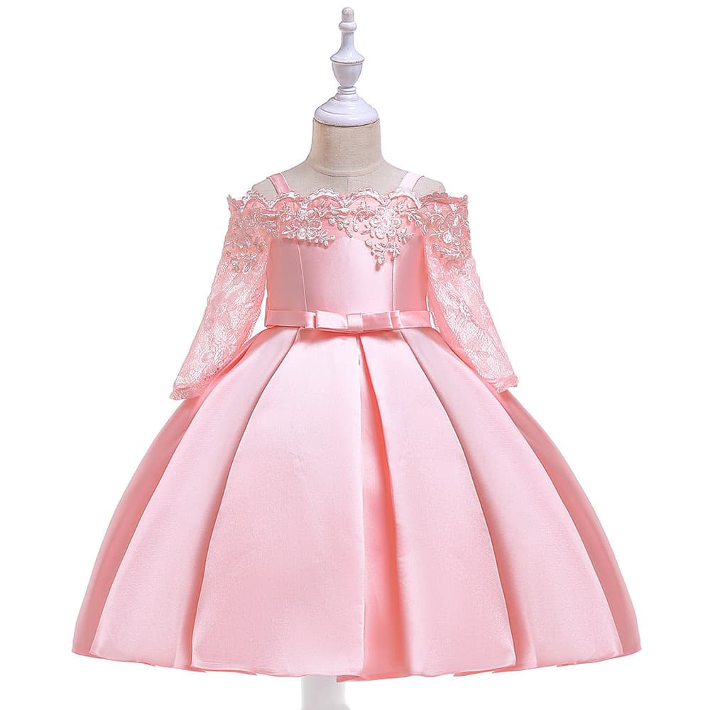 (Cross-border trading), evening dress, lace skirt, long-sleeve, small princess costume, open shoulders 3