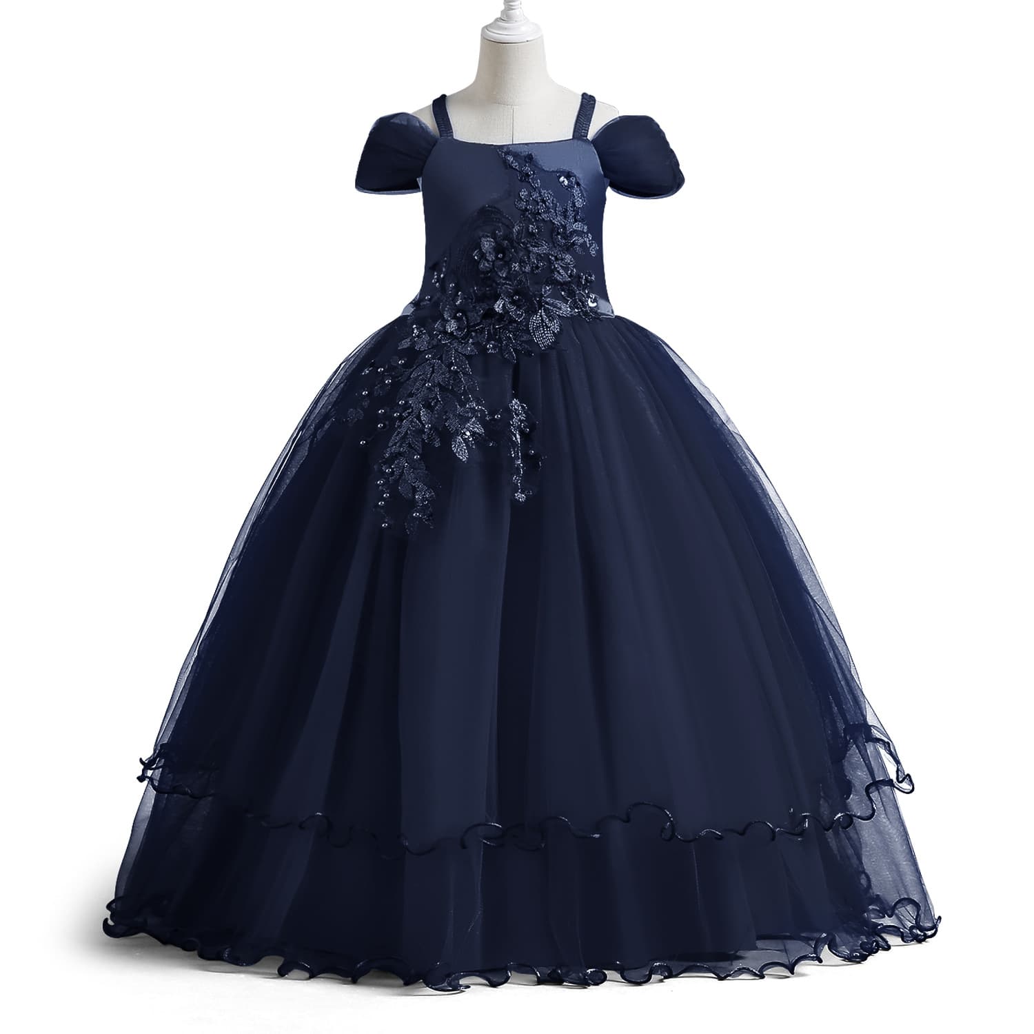 Evening dress, small princess costume, wedding dress, piano performance costume, 2022 collection, open shoulders, tulle, for teenagers 4