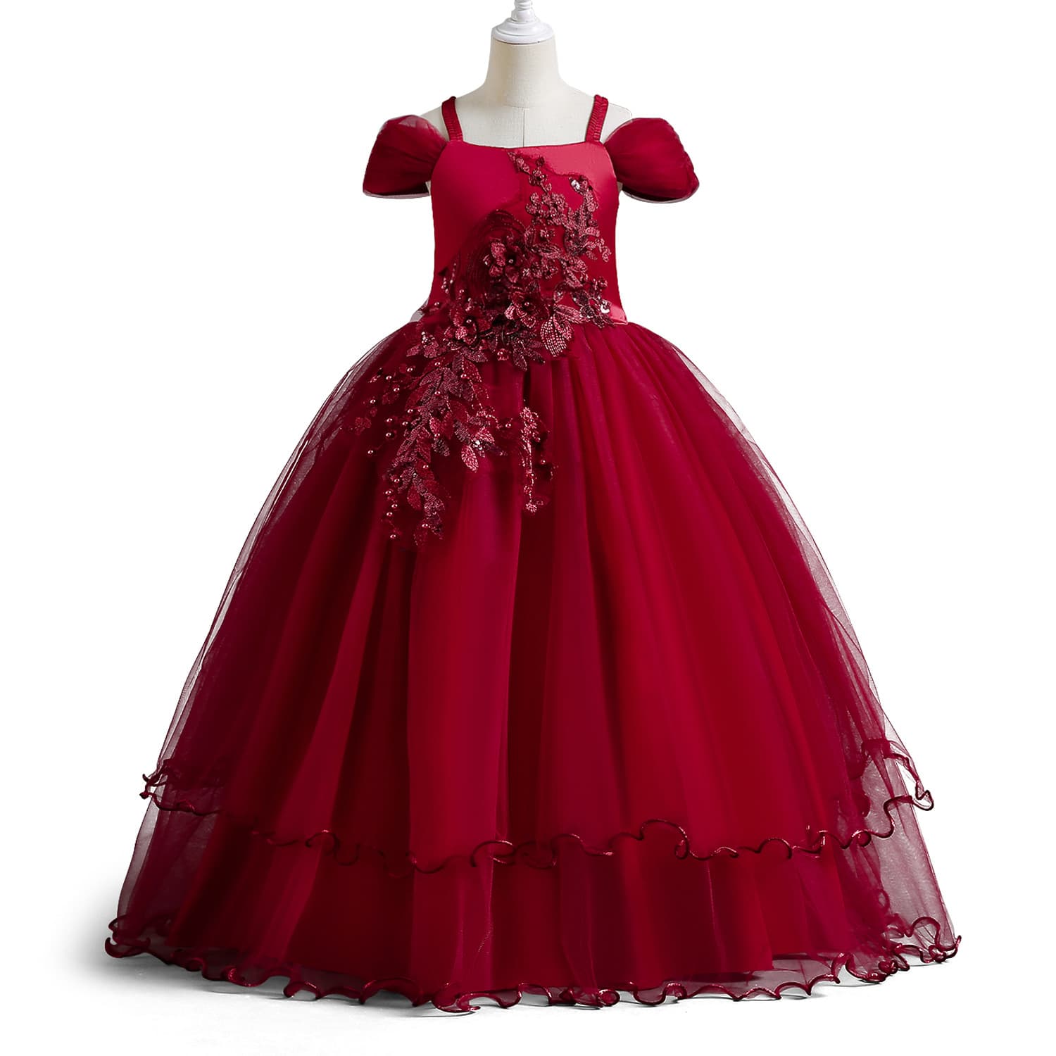 Evening dress, small princess costume, wedding dress, piano performance costume, 2022 collection, open shoulders, tulle, for teenagers