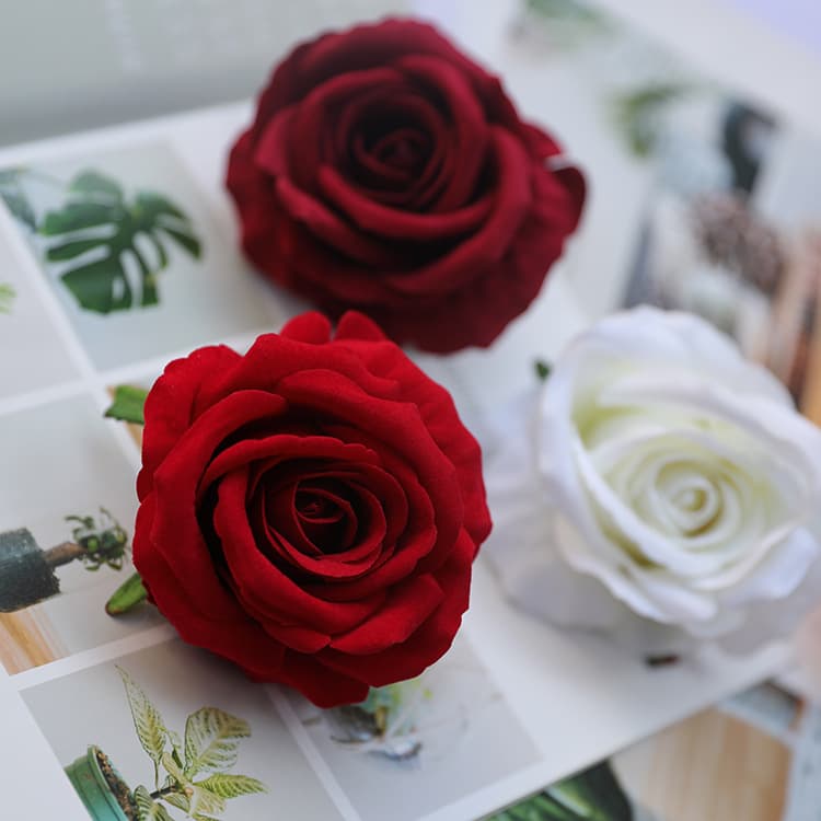 Foreign trade velvet rose silk flower wedding wedding bouquets of bouquets, artificial flowers, roses, multi -color wholesale