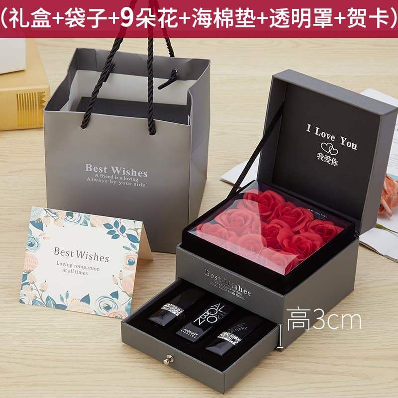 Lipstick contains rose, necklace, ring for St. Valentine's Day, bag, box, Birthday gift 2