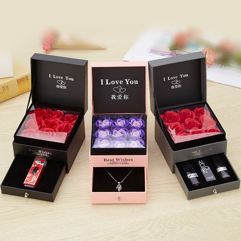 Lipstick contains rose, necklace, ring for St. Valentine's Day, bag, box, Birthday gift 4