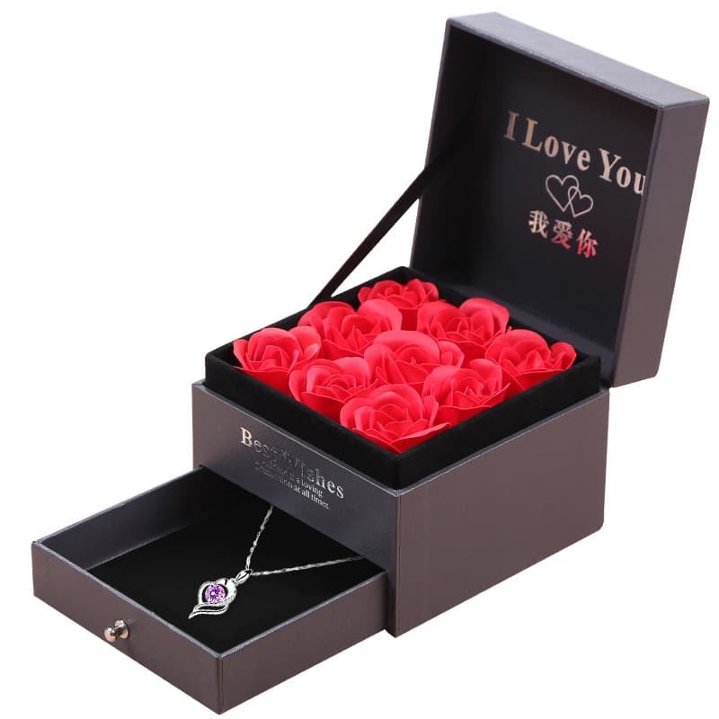 Lipstick contains rose, necklace, ring for St. Valentine's Day, bag, box, Birthday gift 5