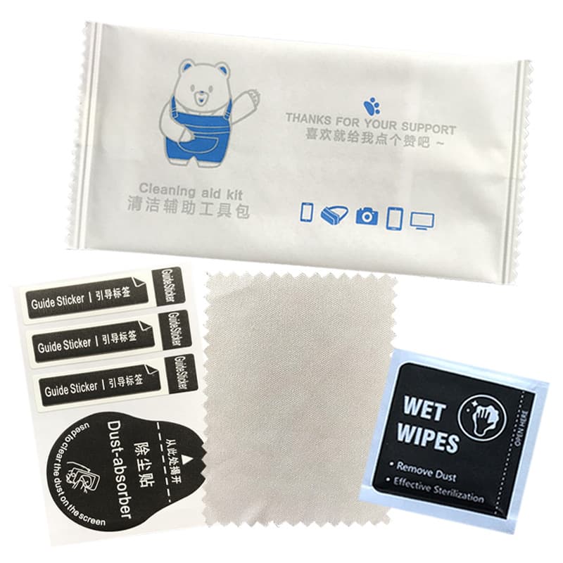 Factory direct sales of dry and humid packs, dust stickers cleaning cloth mobile phone film tools, steel chemical film screen cleaning set 4