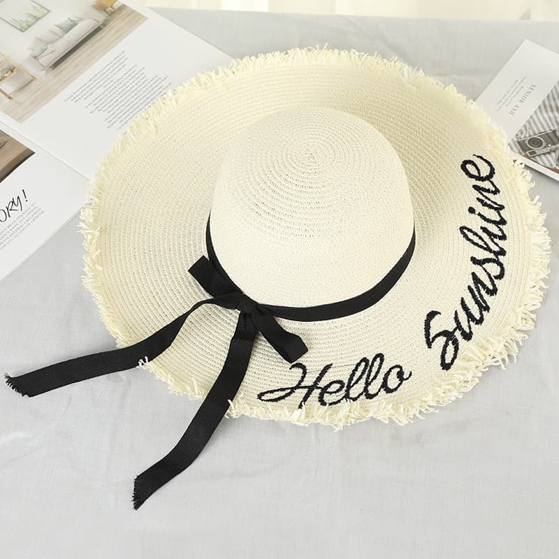 Straw Hat Ms. Bladder Bladder Big Circular Ding Ding Sunflowing Beach Alphabes Big Eaves Seaside Shelter Tide 3