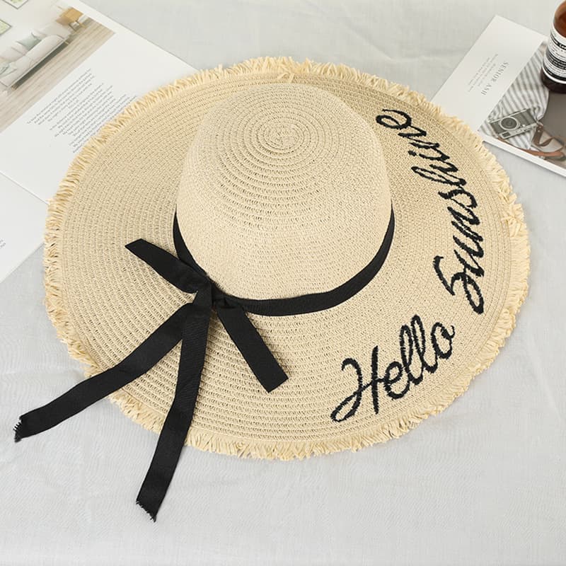 Straw Hat Ms. Bladder Bladder Big Circular Ding Ding Sunflowing Beach Alphabes Big Eaves Seaside Shelter Tide 4
