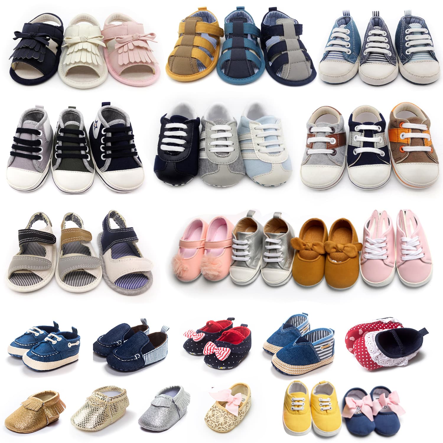 Children's sandals for early age, 0-1 years, 3-12 month, leftover sizes, different styles in one batch