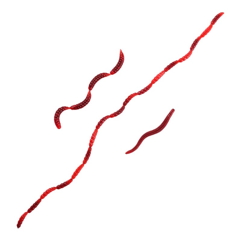 Factory wholesale fishy smell of red worm earthworm fake bait 50/100 pieces installed with simplicity Luya soft bait night light bait small earthworm 5