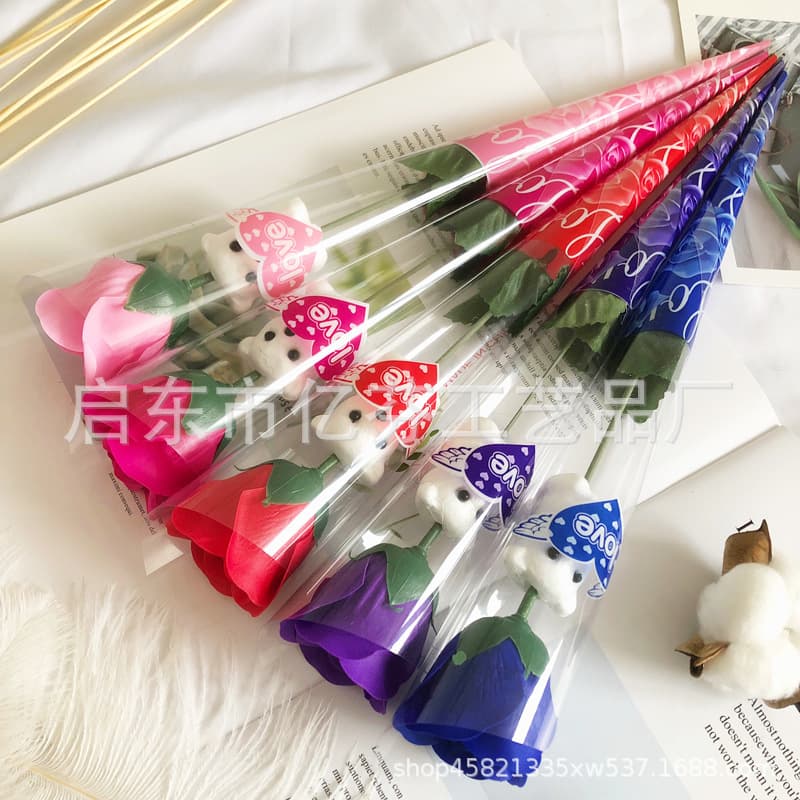 Soap contains rose for St. Valentine's Day, with little bears, Birthday gift, creative gift 4