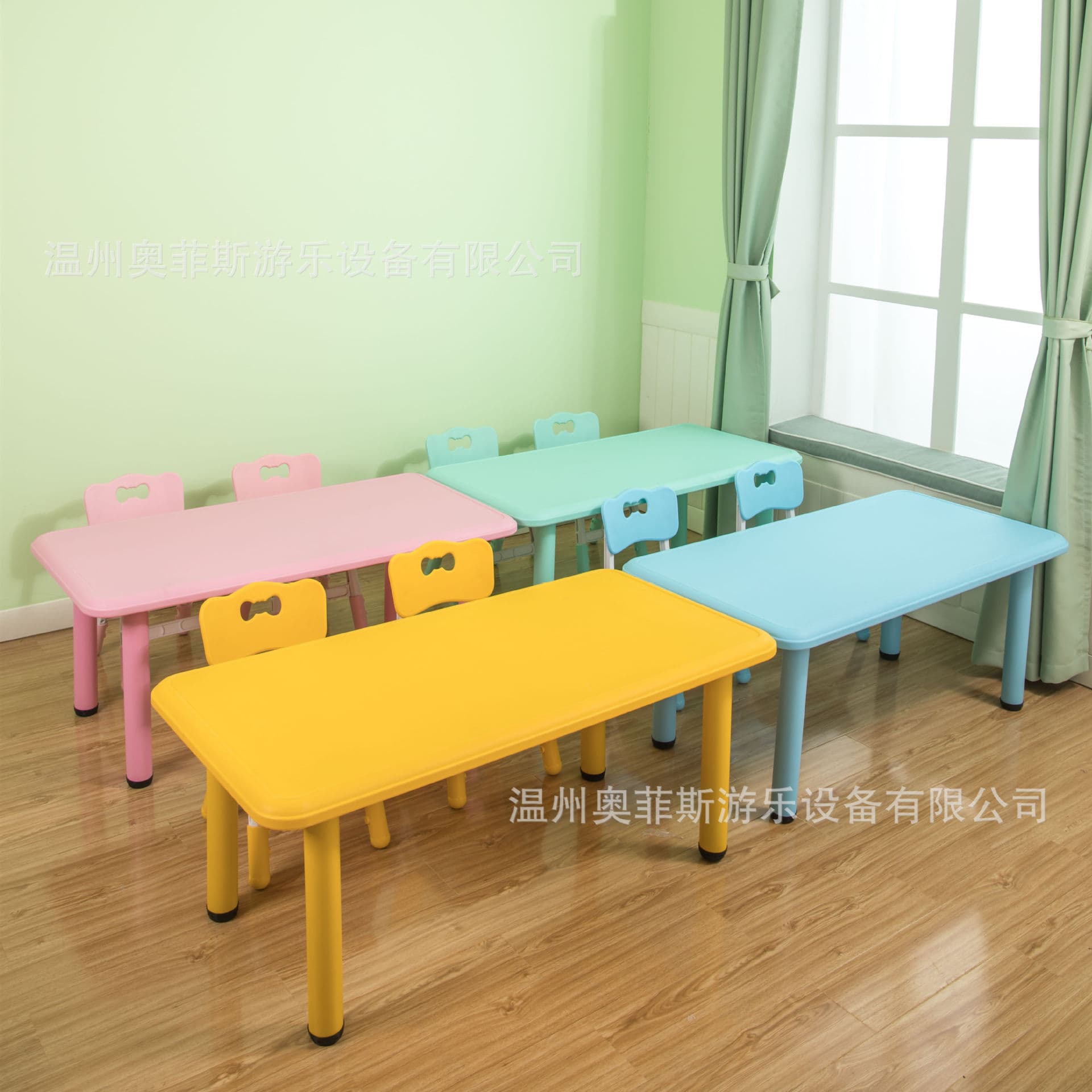 Children's plastic table wholesale kindergarten desks and chairs can raise and down training courses to learn tables and chairs, long square table lift chairs 3
