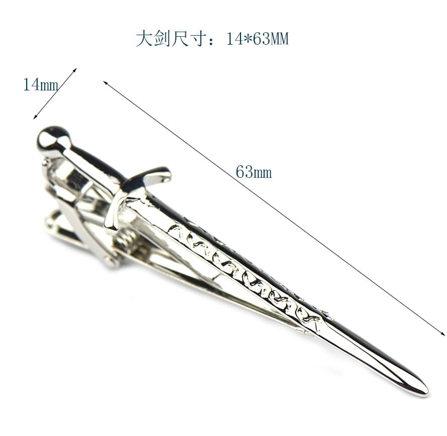 Boutique Tie Gift - Black Silver Sword Tie Clip 3