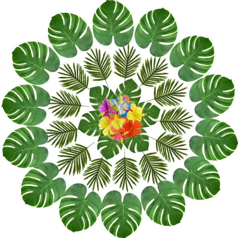 Tropical palm leaf simulation turtle back leaf artificial plant Hawaiian party jungle beach decoration 2