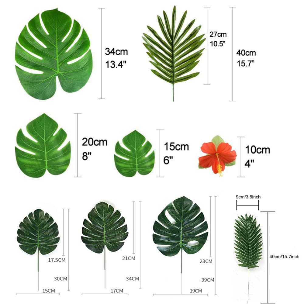 Tropical palm leaf simulation turtle back leaf artificial plant Hawaiian party jungle beach decoration 3