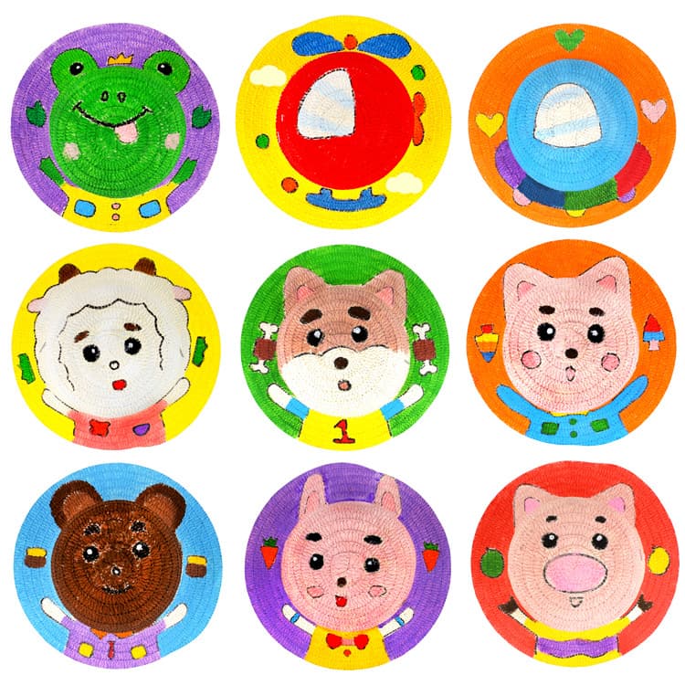 Children's painting straw hat DIY handmade kindergarten parent -child activity creative art graffiti painting stalls 5