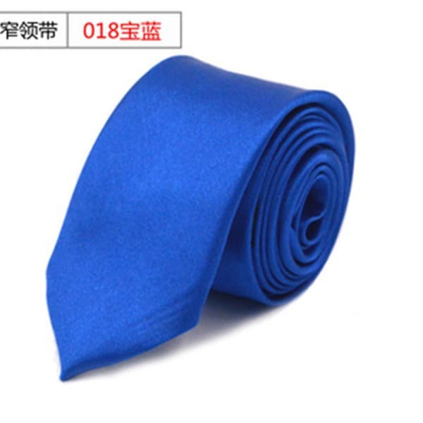 Black professional blue solid color tie, Korean style 2