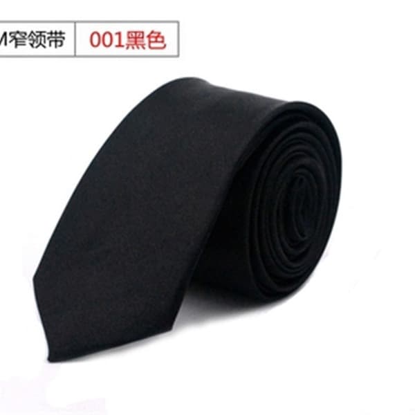 Black professional blue solid color tie, Korean style 3