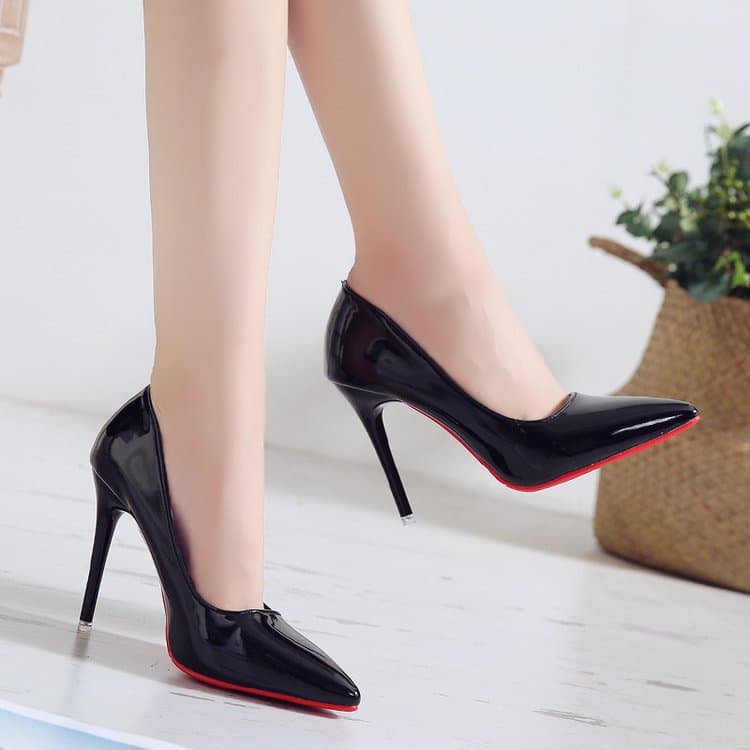Single shoe female 2023 new women's shoes spring and autumn European and American style pointed -headed patent leather fashion high -heeled shoes female wholesale 43 yards 3