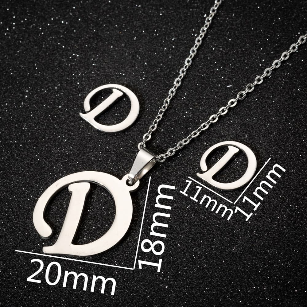 Small design necklace with letters, chain, jewelry, fashionable set, earrings, trend of season, English letters 4