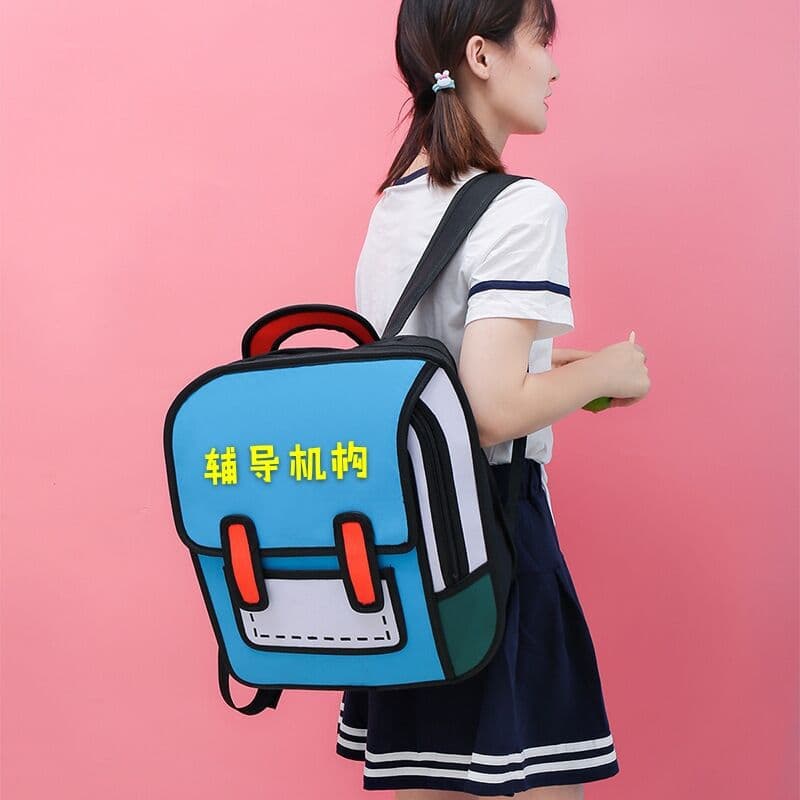 Backpack, three dimensional bag, 3D, for secondary school, with your logo imprint 3