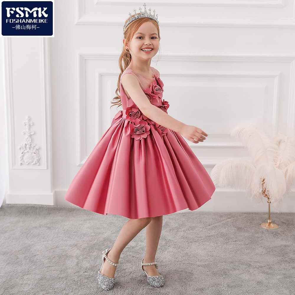 (Cross-border trading), three dimensional small princess costume, wedding dress, dress with sleeves sleevless, Amazon, flowered, for teenagers