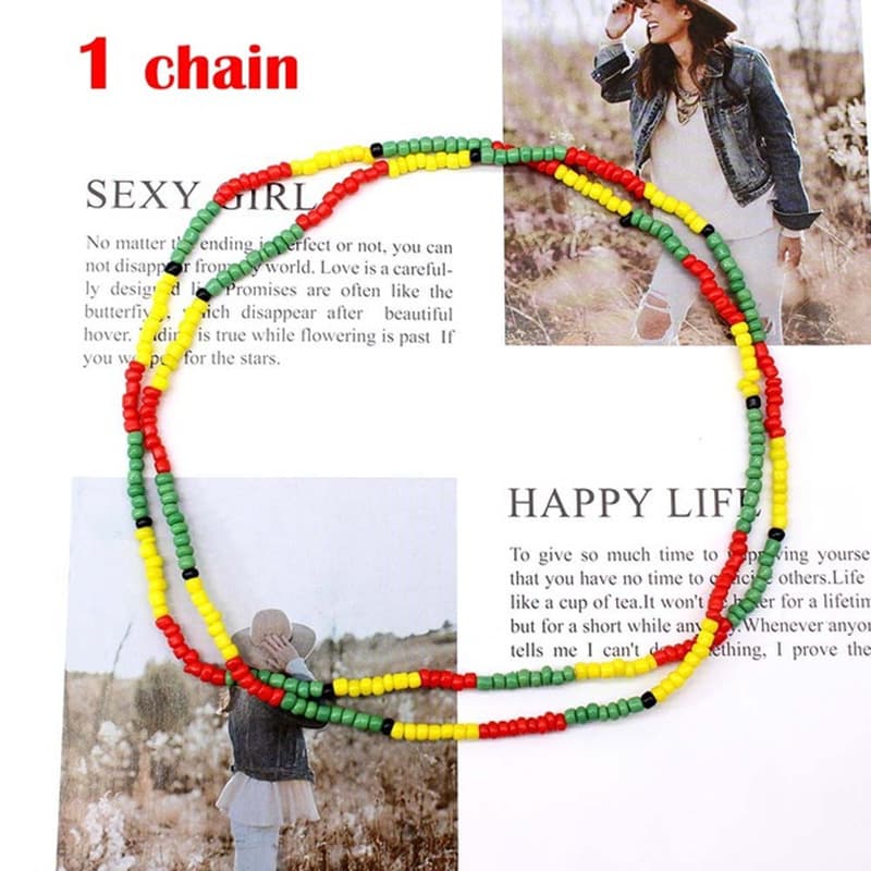 European and American cross -border platform new hot -selling rice pearl color waist chain mixed -match beach chain Bikini chain belly belly waist bead chain 3