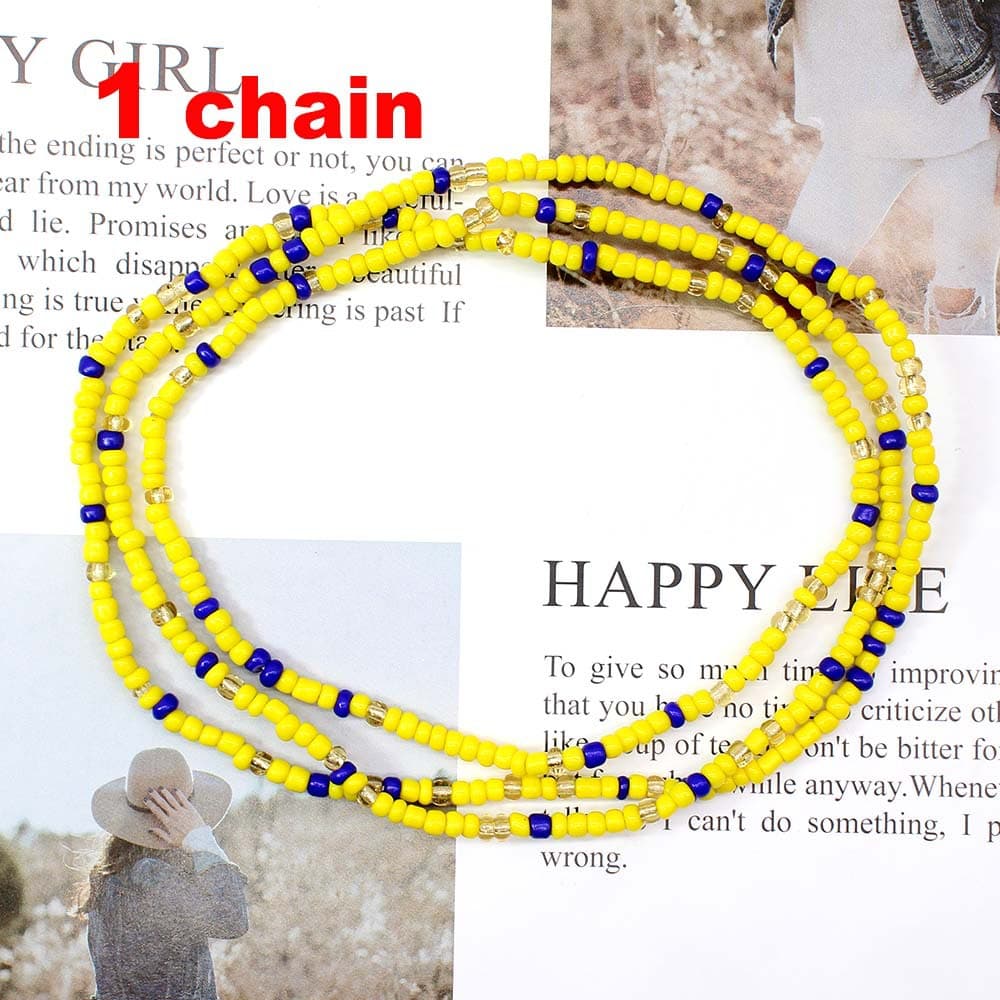 European and American cross -border platform new hot -selling rice pearl color waist chain mixed -match beach chain Bikini chain belly belly waist bead chain 4