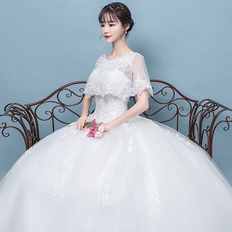 Wedding dress with a round collar for bride, Korean style, princess style 4