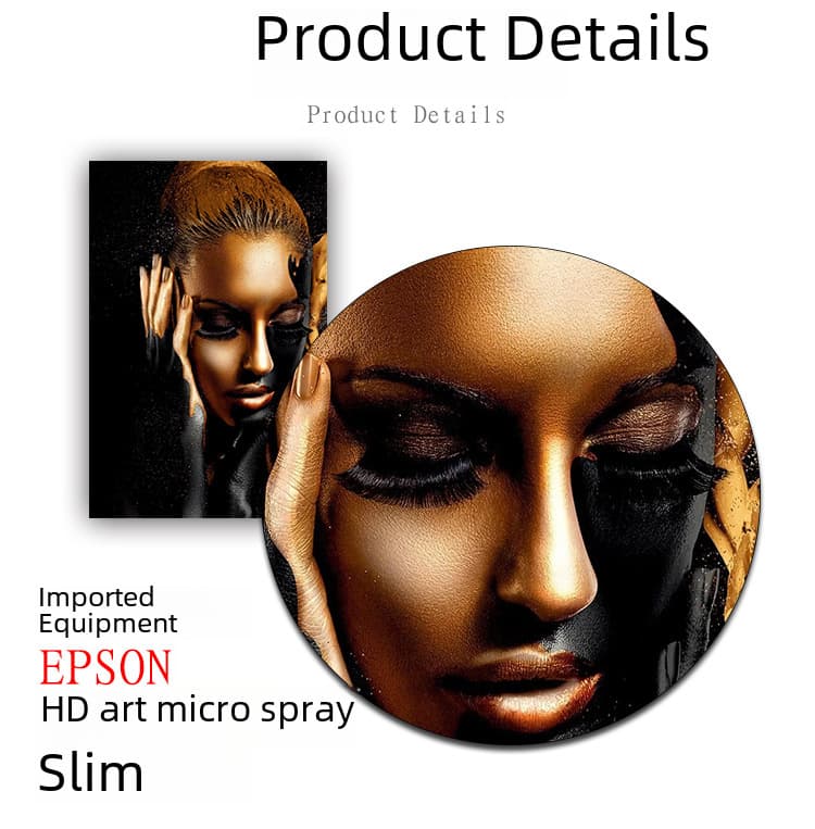 Shenzhen Factory African Black Gold Woman Canvas Painting Core Naavia Modern Light Luxury living room decorative painting 3