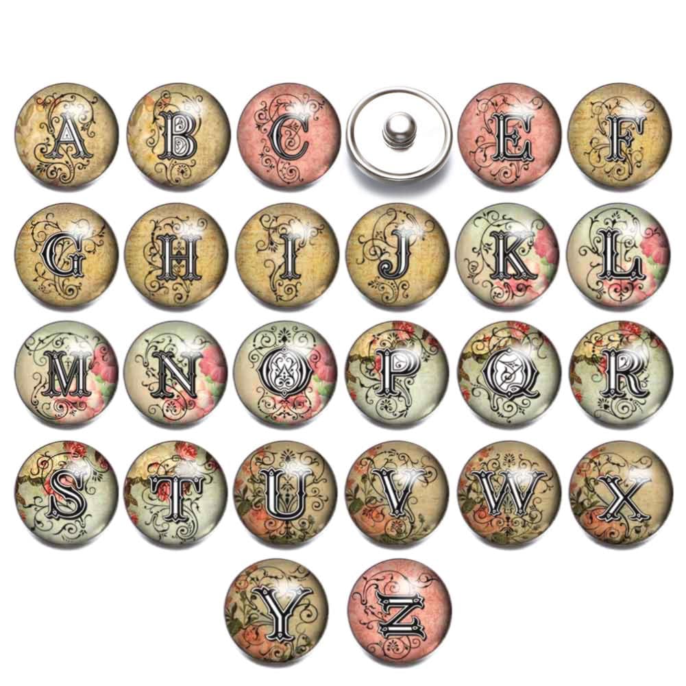 18mm noosa buckle glass Snap Button Jewelry European and American hot -selling DIY 26 letters 03 4