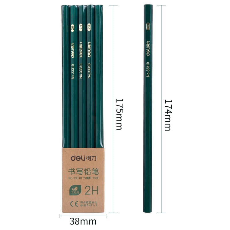 Deli 2B Pencil HB Elementary School Students Write Test Drawing and Writing 2H Sketch Children's Writing 10 Pencils 4