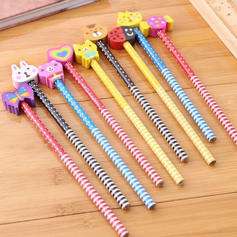 Cartoon eraser, cute teaching pencil for students, Birthday gift