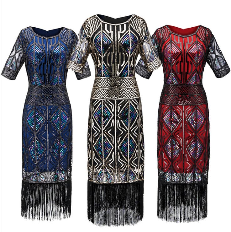 Beaded bracelet handmade with tassels, retro dress sleevless, 2019, Amazon, with sequins
