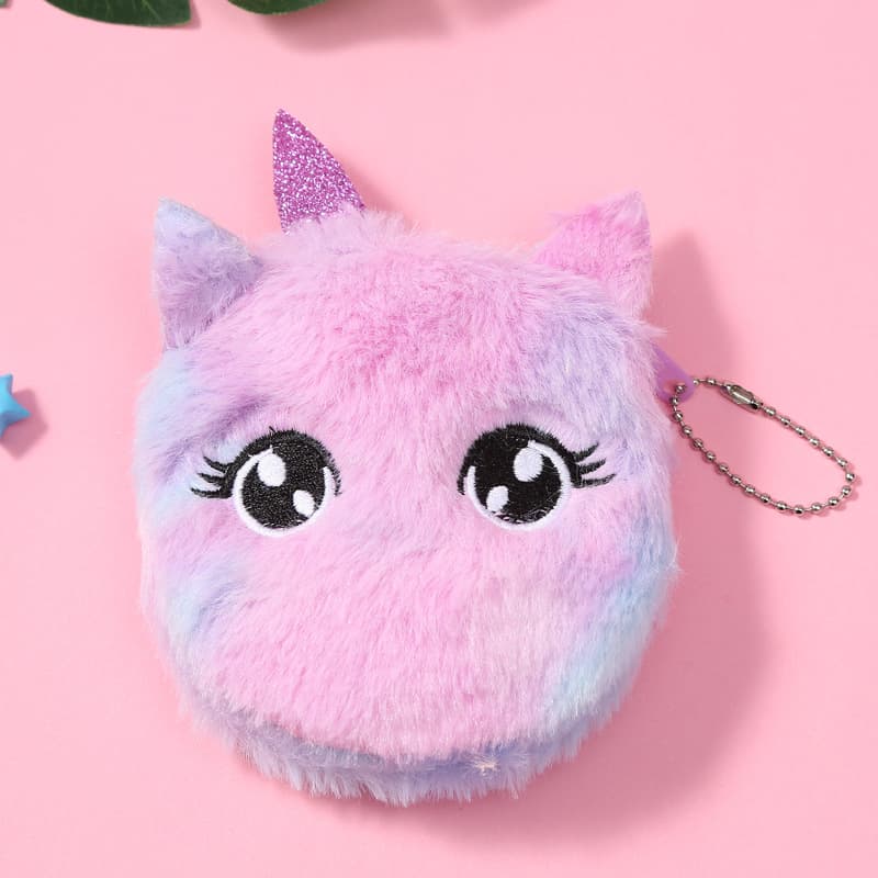 Creative cartoon wallet, key bag, keychain, pendant, card holder, children's plush cards, new collection, unicorn, cat 3