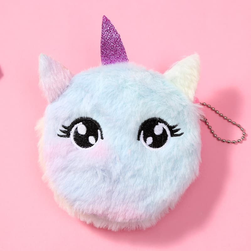 Creative cartoon wallet, key bag, keychain, pendant, card holder, children's plush cards, new collection, unicorn, cat 4