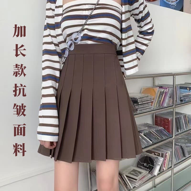 Pleated skirt, mini-skirt, protective underware, high waist, A-line, fitted, for teenagers 2