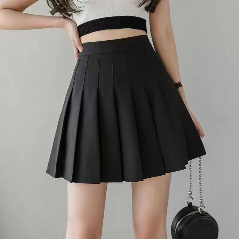 Pleated skirt, mini-skirt, protective underware, high waist, A-line, fitted, for teenagers 4