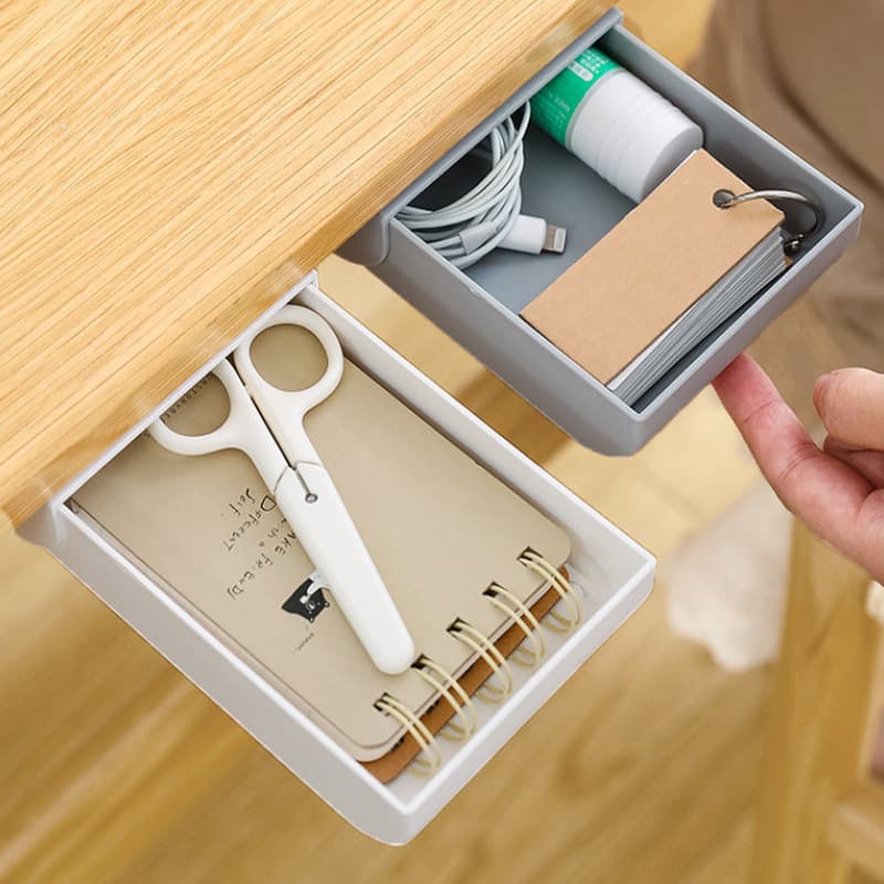 Sticky drawer-type pen box under the desk hidden plastic storage small drawer student stationery box desk