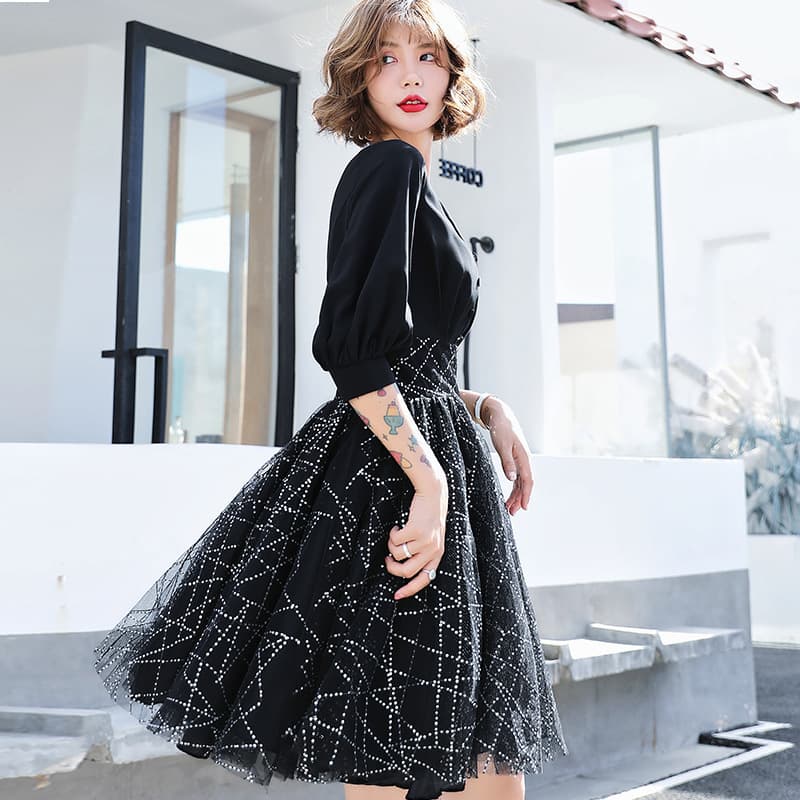 (Cross-border trading), short elegant evening dress, french style, for teenagers 3