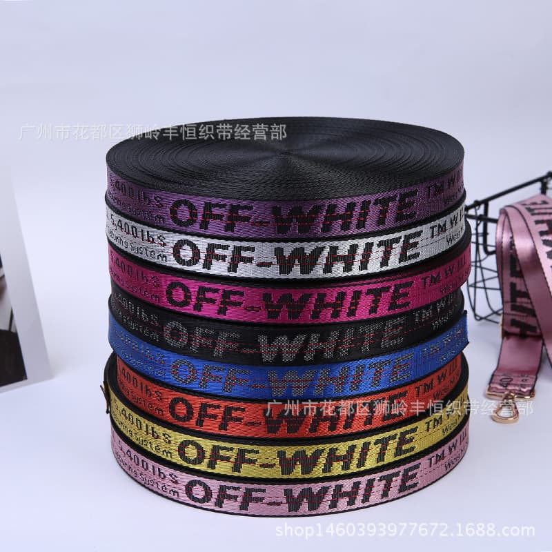 OFF nylon flower webbing band embroidered blooming color letter belt color specifications for various color specifications can be logo shoulder strap 2