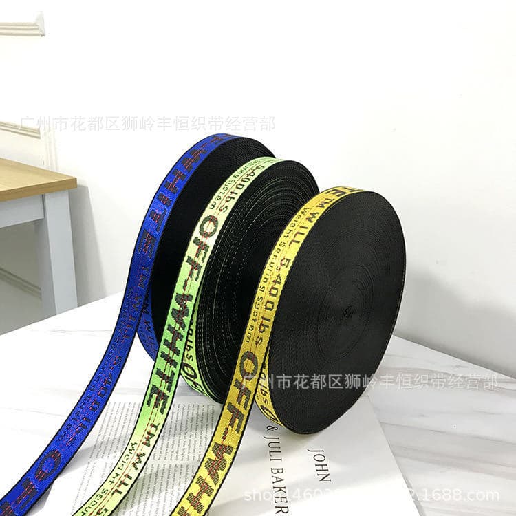 OFF nylon flower webbing band embroidered blooming color letter belt color specifications for various color specifications can be logo shoulder strap 3