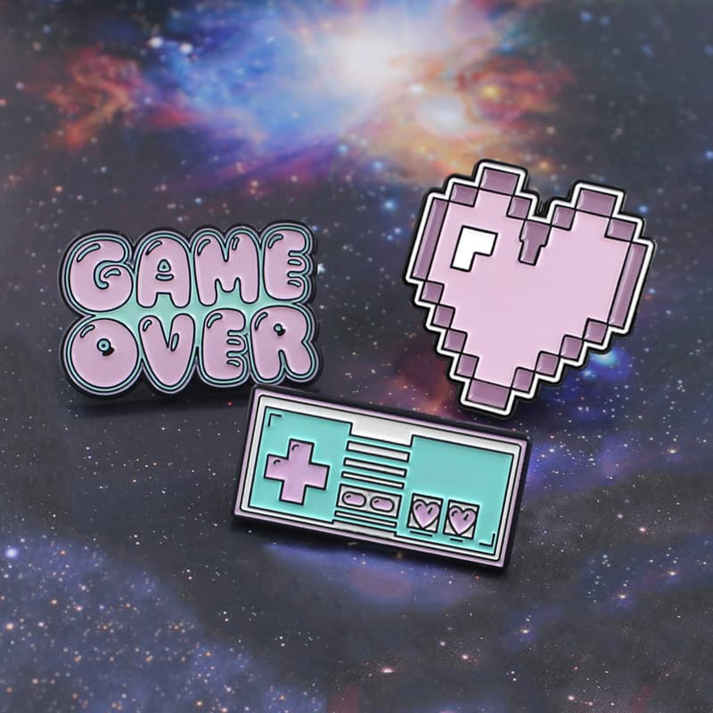 Cartoon game console, handle, fashionable brooch, universal badge 2