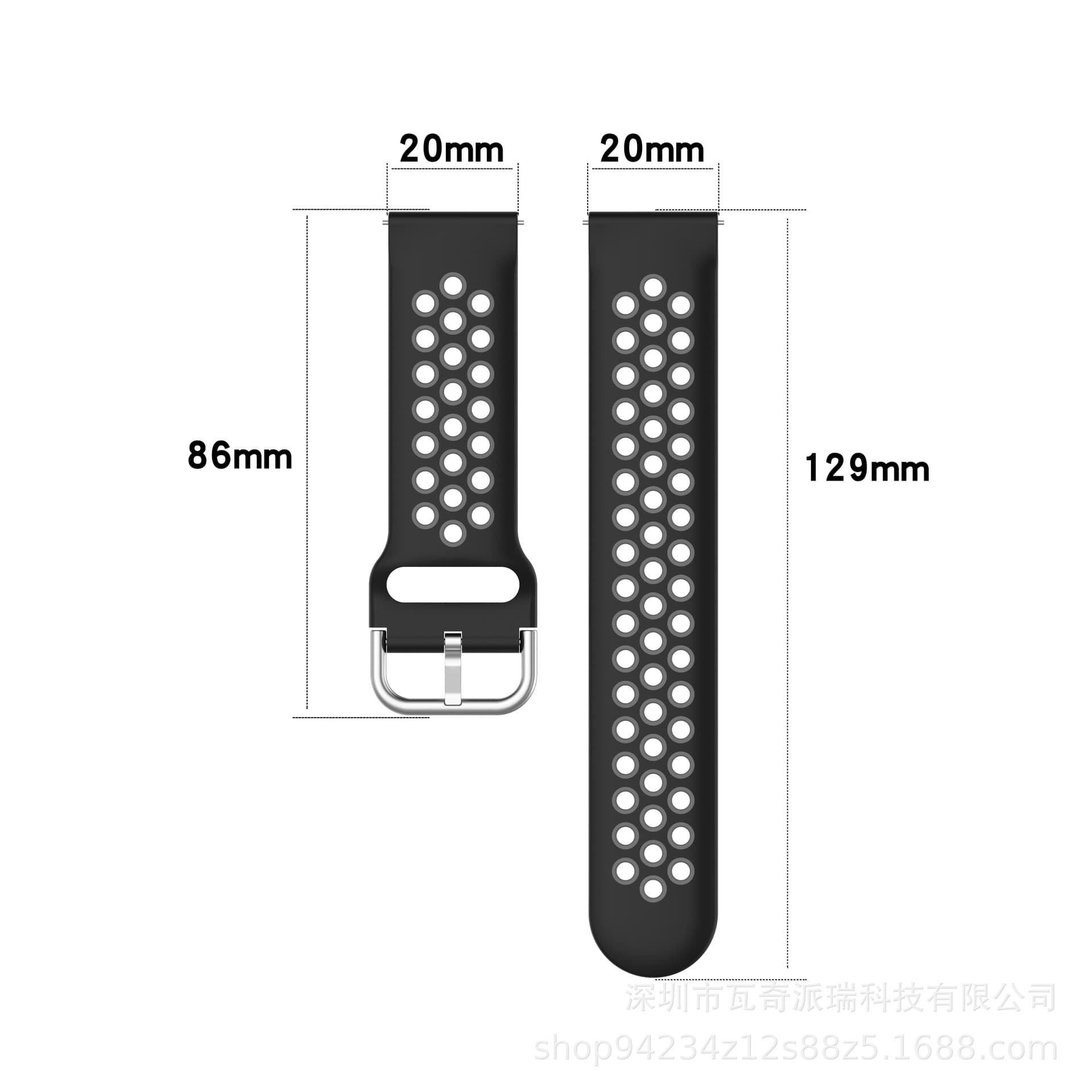 Suitable for Samsung Galaxy Watch Active2 Huami Amazfit GTS buckle double -color strap 20mm 20mm 2