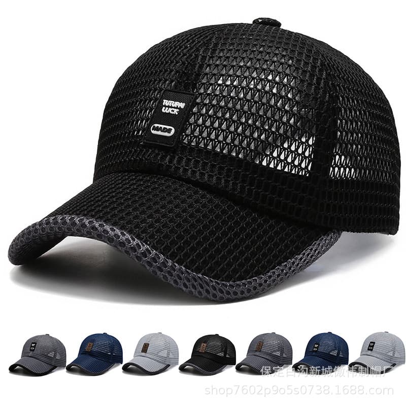 Men's sports cap, travel quick dry sun hat, baseball breathable hair mesh solar-powered