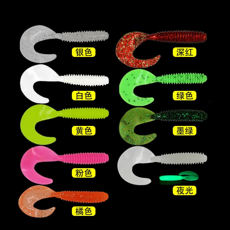 Luya bionic bionics soft insect road Asian soft bait burst fishing screw tail night light fish bait fake bait wigmark sea screw wholesale 3