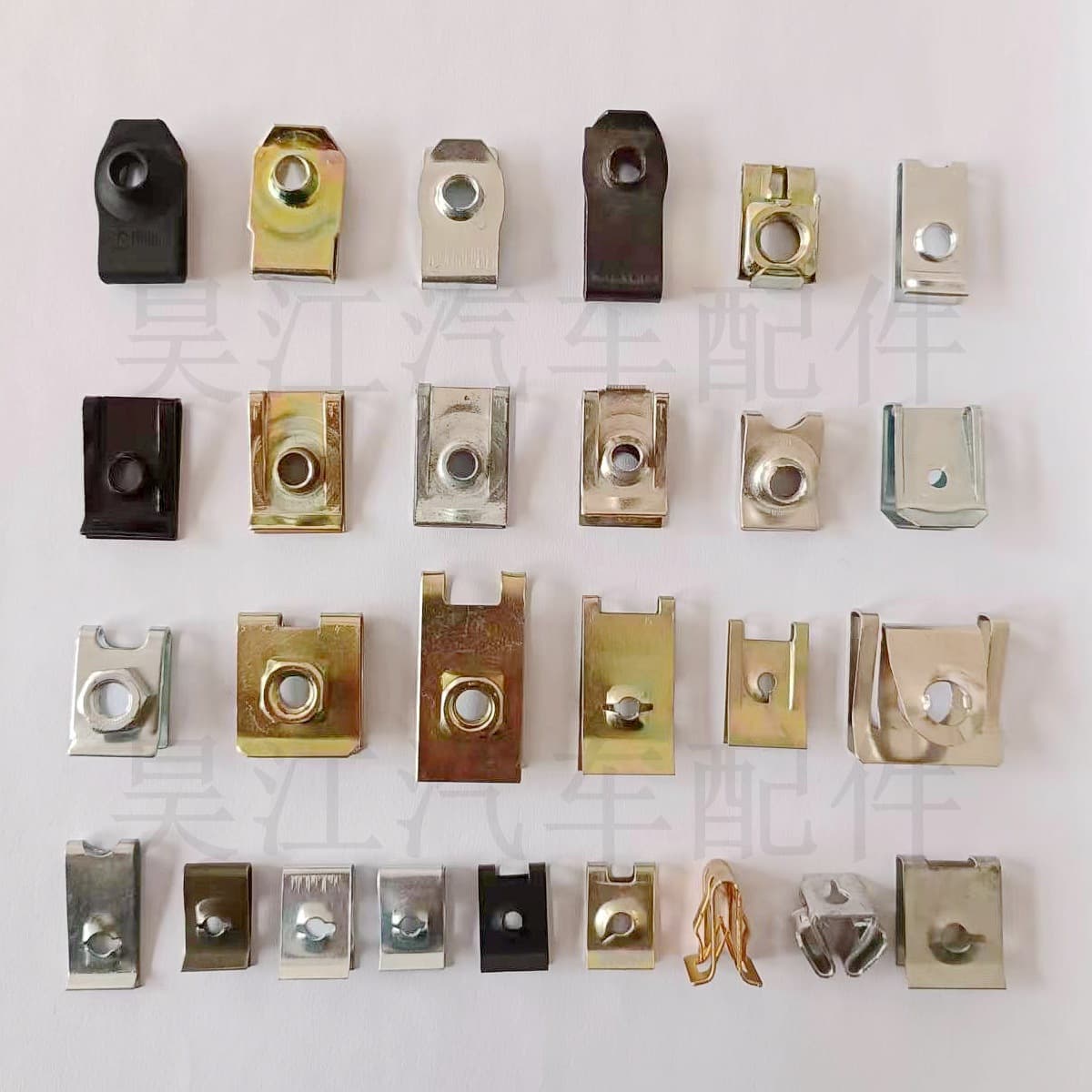 Car license plate screw iron plate, self-tapping base, U-shaped clip, metal fixing clip, nut clip